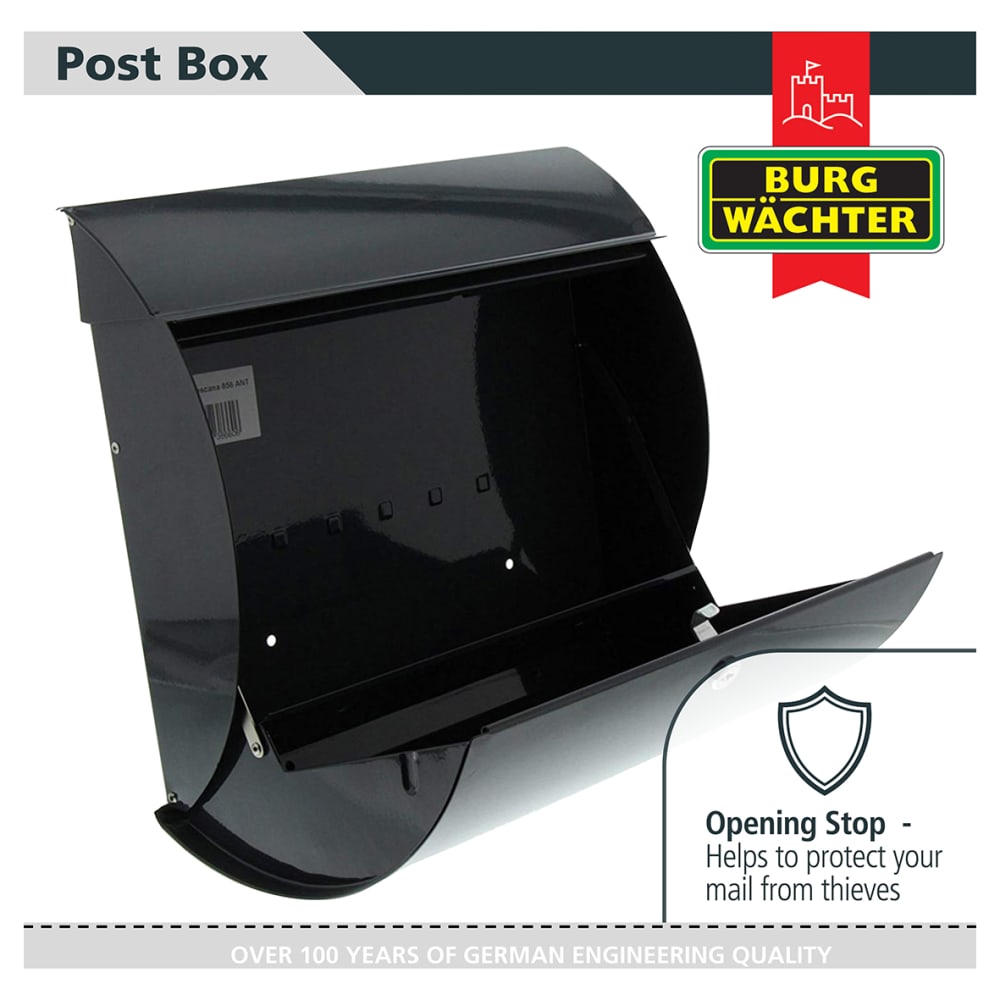 Burg Wachter Toscana Postbox - 330 x 376 x 106mm - Anthracite Grey