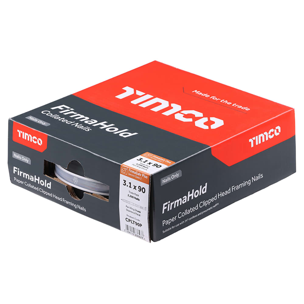 TIMCO FirmaHold First Fix Nail - Part Ring  - 34° Angled - 3.1 x 90mm - FirmaGalv+ - Pack of 2200