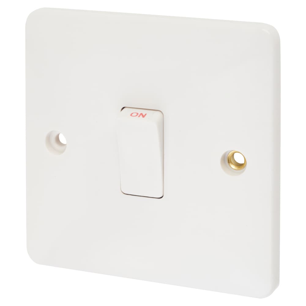 Touchpoint 20A 1 Gang Double Pole Appliance Switch - White