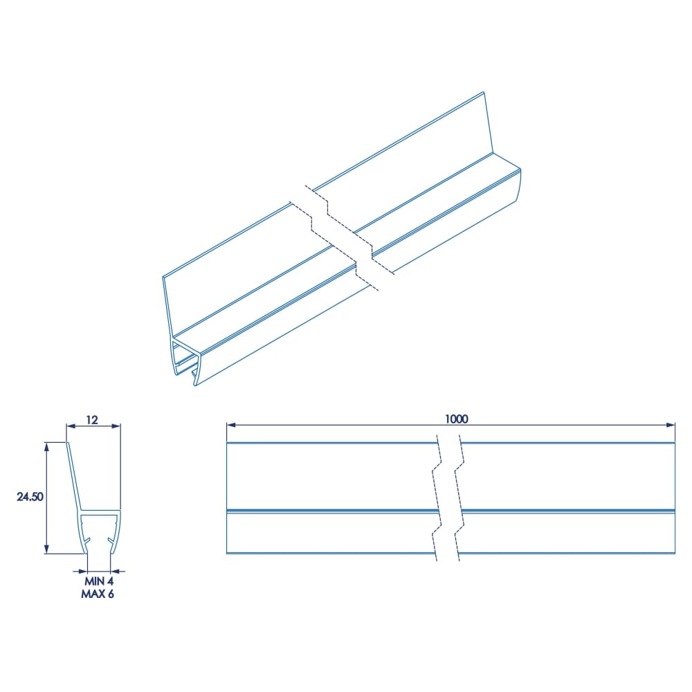 Croydex Clear PVC Shower Seal - Seal and Wipe - Suits 4-6mm Glass
