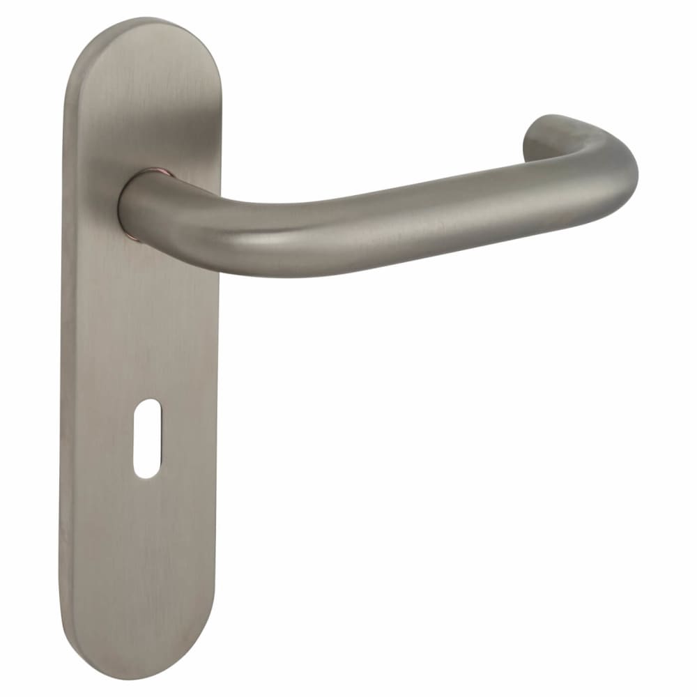 Altro 19mm Return to Door Lock Door Handle - Radius Plate - Keyhole - 57mm c/c - Sat Stainless Steel