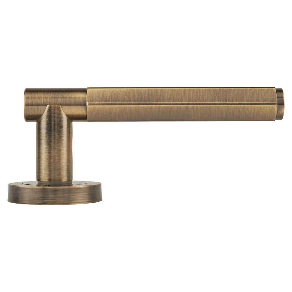 Altro Juno Hexagon Door Handle on Rose - Antique Brass