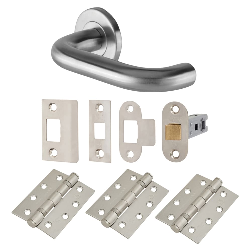 Touchpoint 19mm Return to Door Latch Door Handle on Rose Kit - Stainless Steel