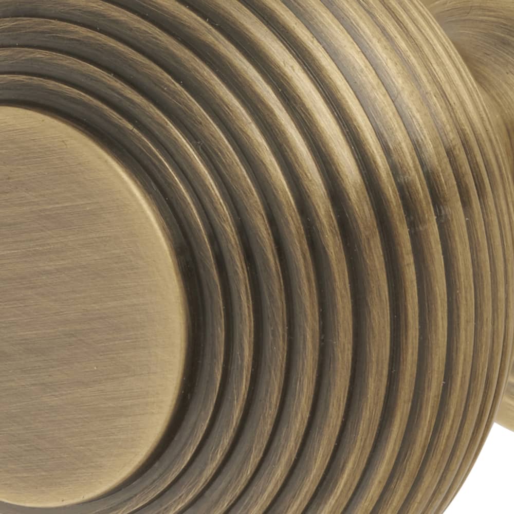 Touchpoint Reeded Beehive Mortice Door Knob - 60mm Rose Diameter - Antique Brass