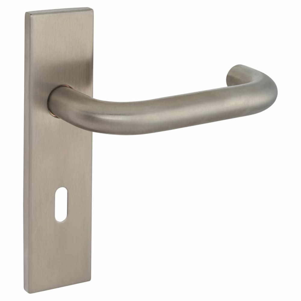 Altro 19mm Return to Door Lock Door Handle - Square Plate - Keyhole - 57mm c/c - Satin Stainless