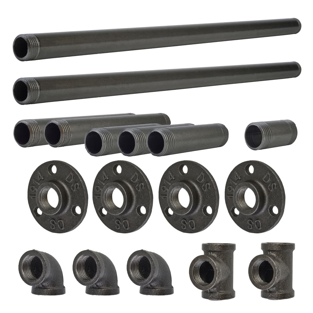 Altro 1/2" L Shaped Pipe Shelf Kit - Grey 