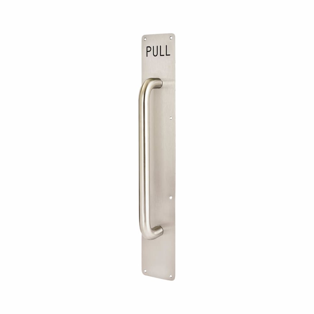 Altro D-Bar Door Pull Handle on Plate - PULL - Screw Fix - 500 x 80mm - Satin Stainless Steel