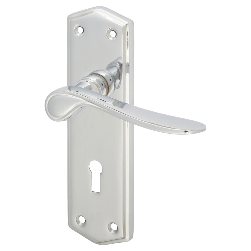 Altro Rome Lock Door Handle - Keyhole - 170 x 50mm - Polished Chrome