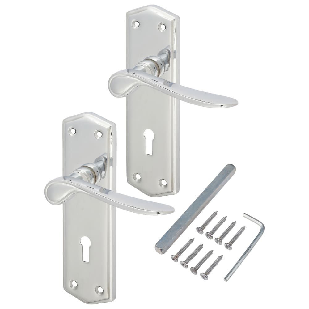 Altro Rome Lock Door Handle - Keyhole - 170 x 50mm - Polished Chrome