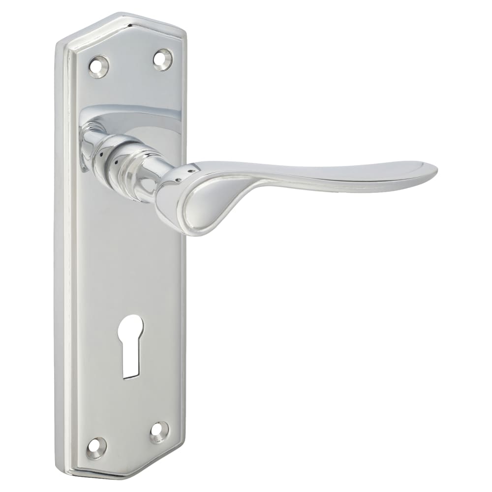 Altro Rome Lock Door Handle - Keyhole - 170 x 50mm - Polished Chrome