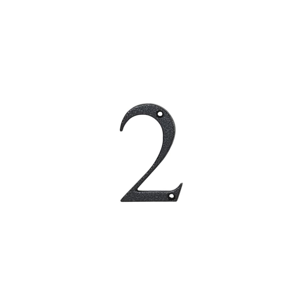 76mm Screw Fix Door Numeral - 2 - Antique Black Iron