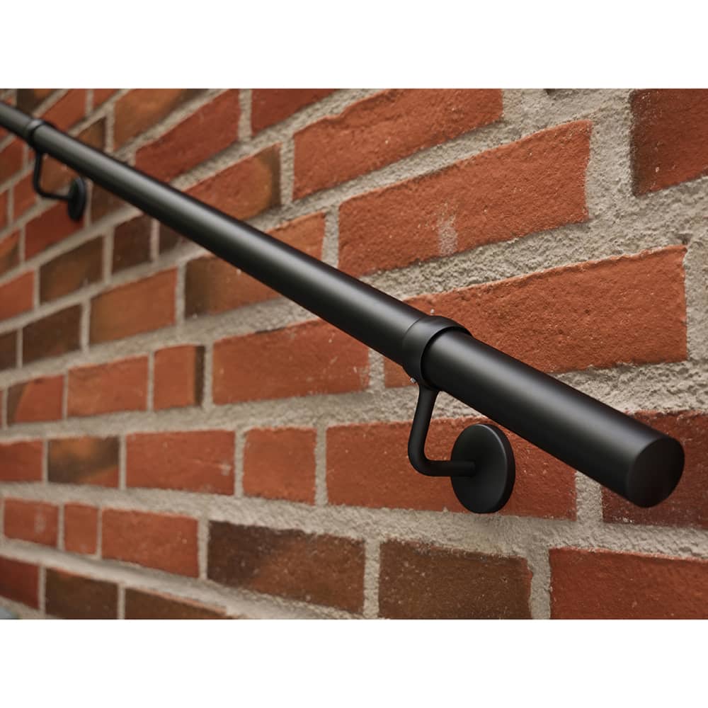 Rothley 40mm Handrail Banister Staircase Rail Support Kit - 3600mm Length - Matt Black