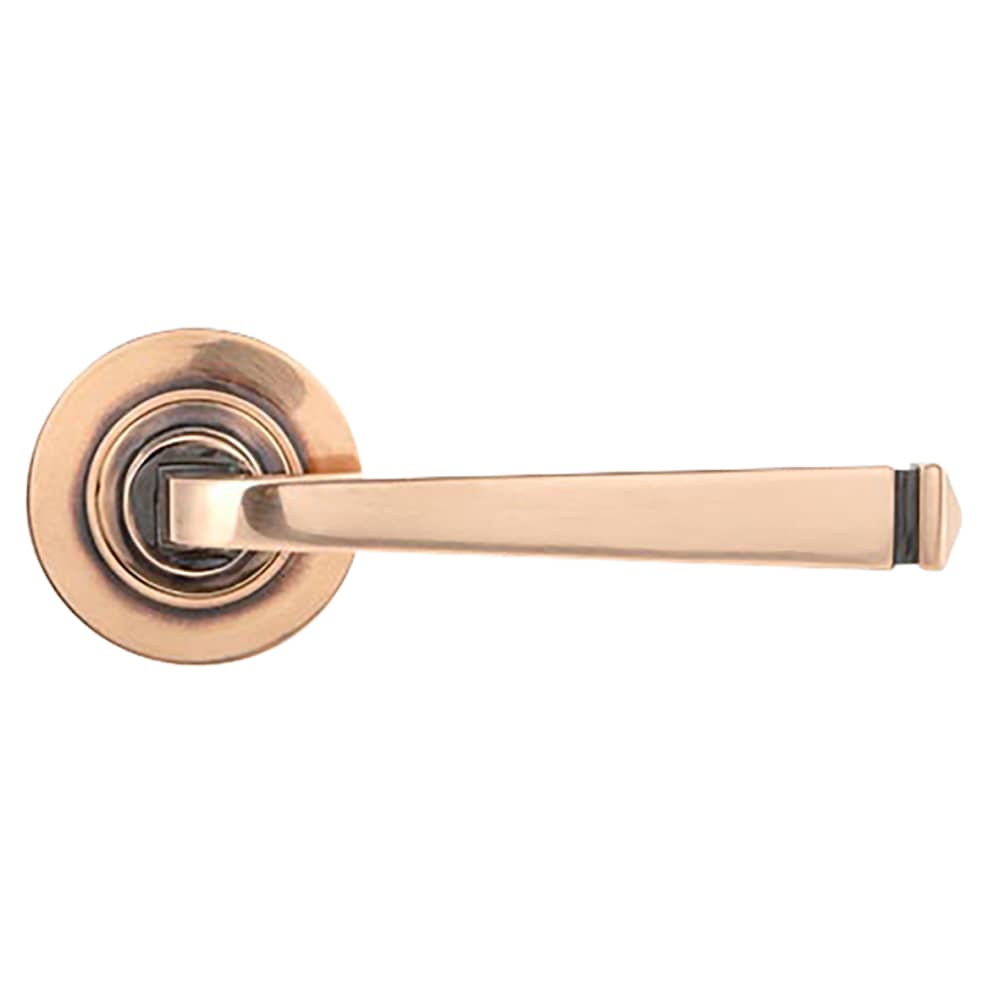 From The Anvil Avon Door Handle on Plain Rose - Polished Bronze