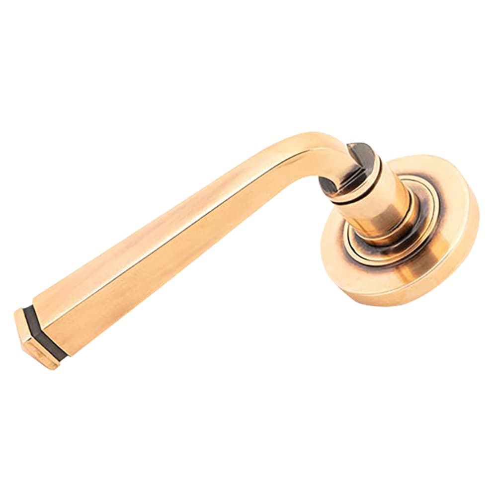 From The Anvil Avon Door Handle on Plain Rose - Polished Bronze