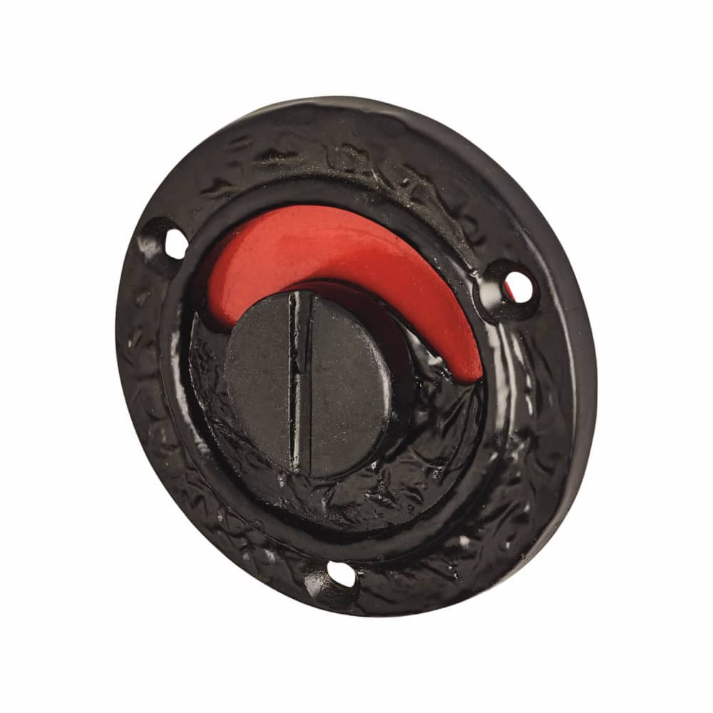 Olde Forge Bathroom Turn & Release with Indicator Bolt - 71mm Diameter - Antique Black Iron