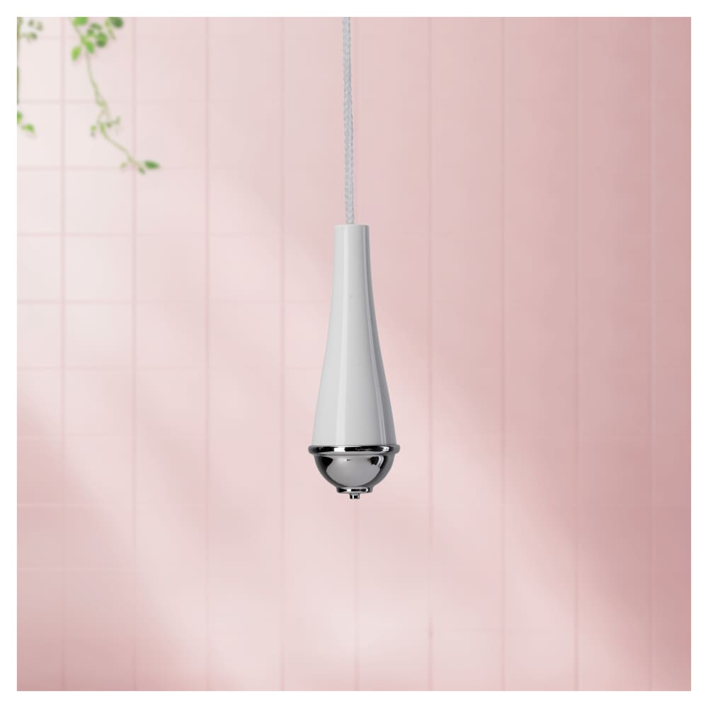 Croydex Classic Bathroom Light Pull - 75mm Length - Chrome/White Metal