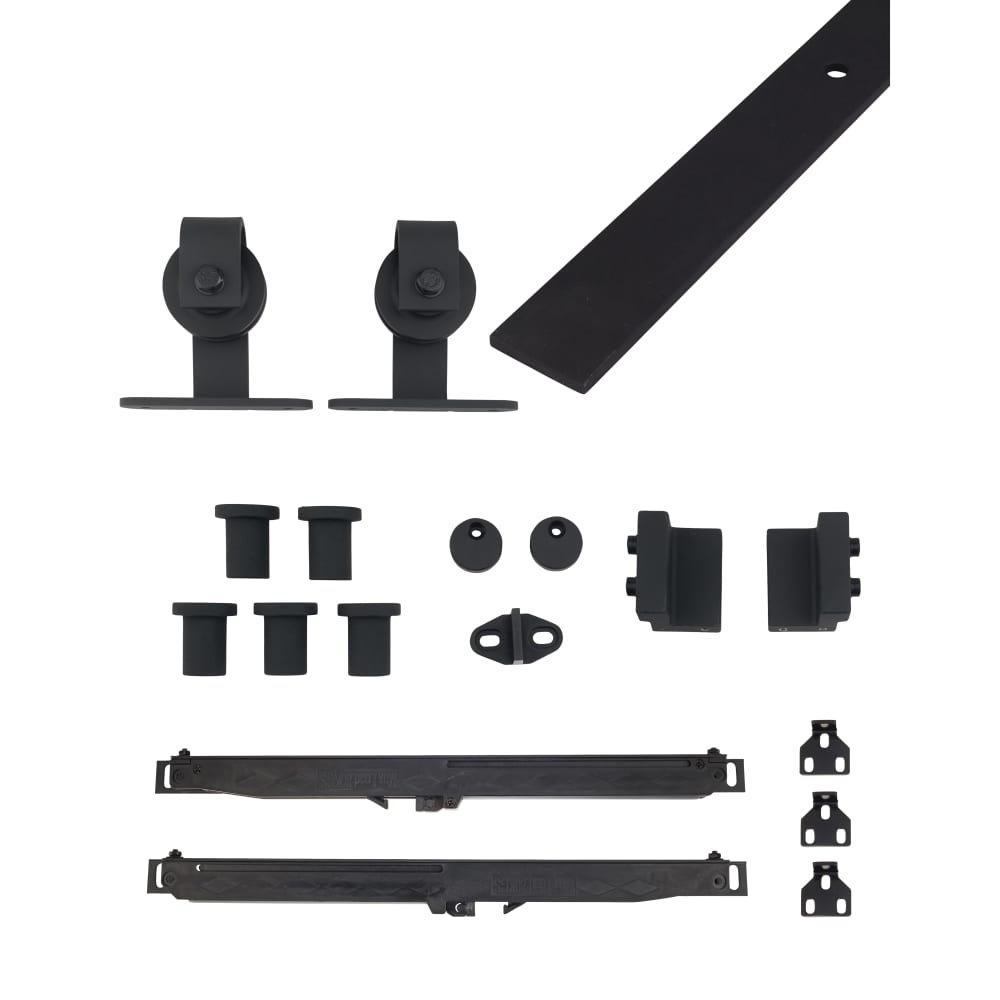 Klug Barn Strap Soft Open/Close Sliding Door Gear - Top Mounted - 60-80kg Max Door Weight - Black