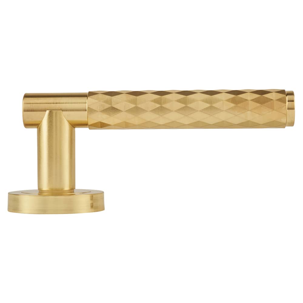 Altro Luna Diamond Door Handle on Rose - Satin Brass