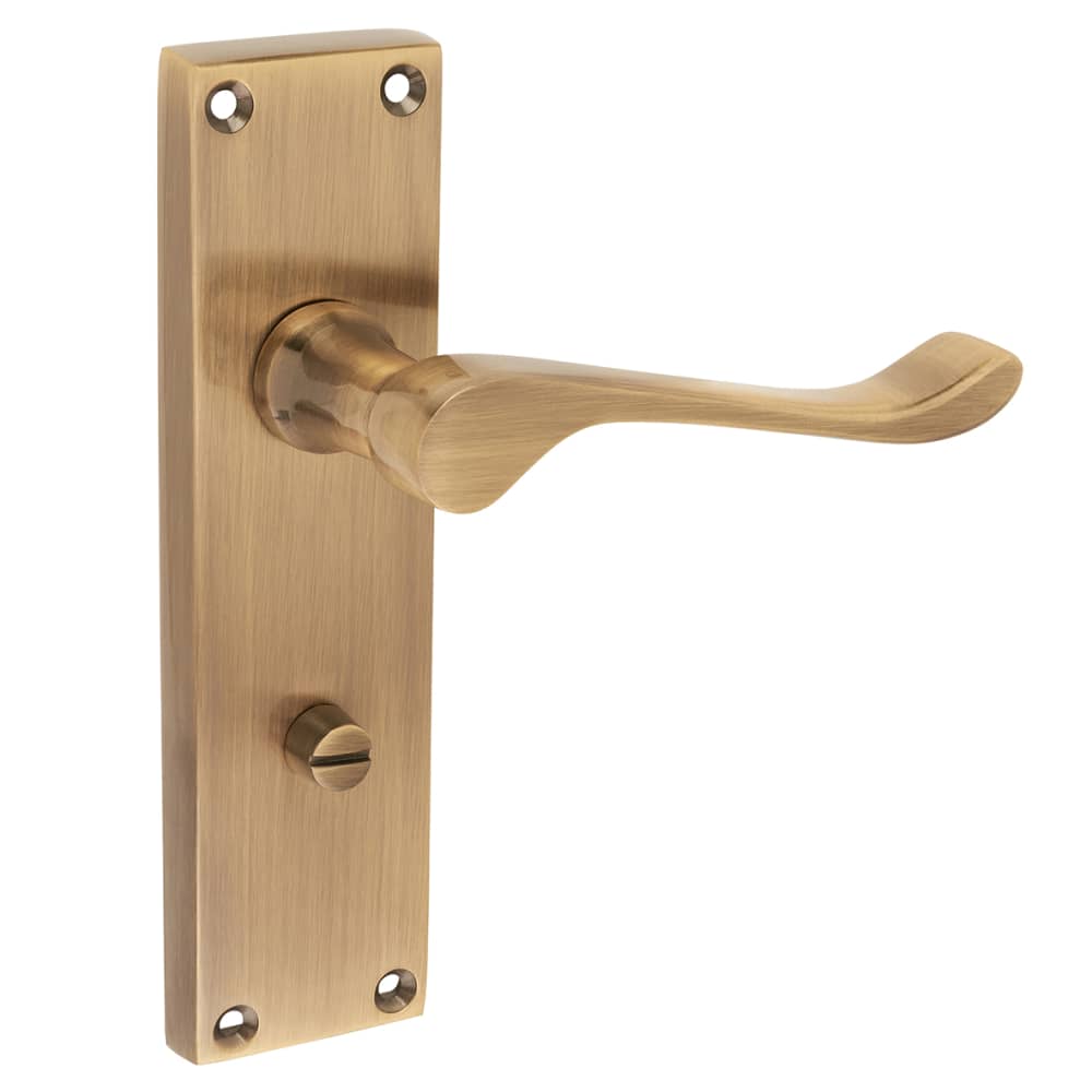 Touchpoint Victorian Scroll Bathroom Door Handle - Antique Brass ...