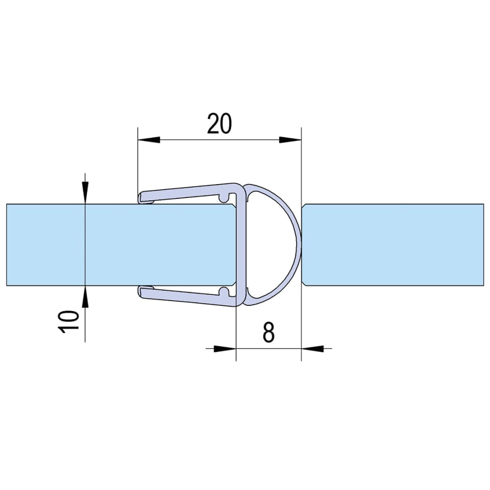 Bohle Clear PVC Shower Seal - Bubble Seal - Suits 10-12mm Glass