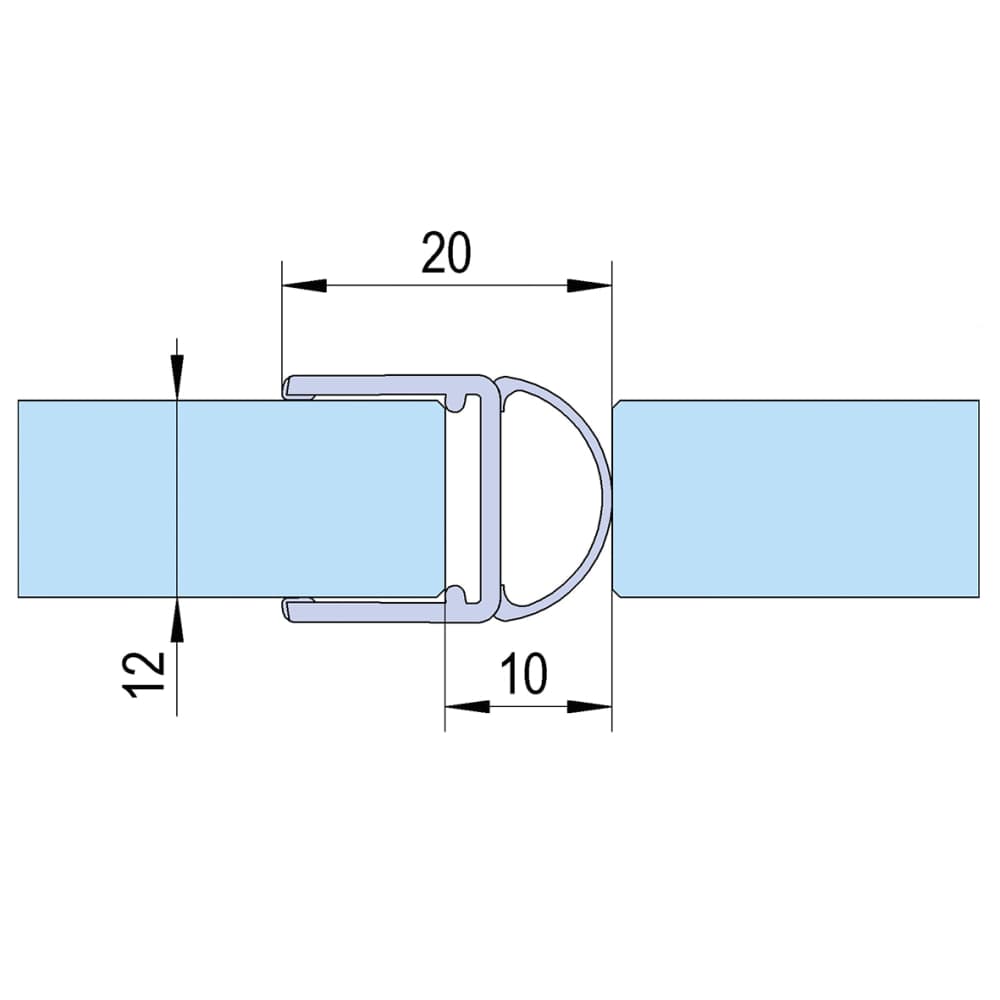 Bohle Clear PVC Shower Seal - Bubble Seal - Suits 10-12mm Glass