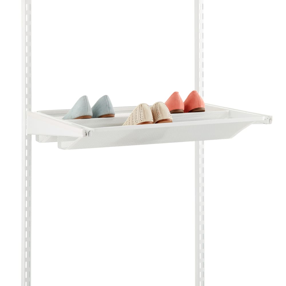 elfa Top Track System - Click In Double Mesh Gliding Shoe Rack - 605 x 96 x 430mm - White