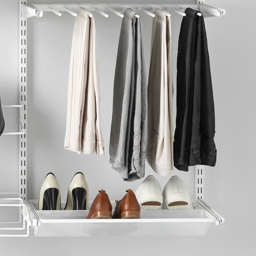 elfa Top Track System - Click In Double Mesh Gliding Shoe Rack - 605 x 96 x 430mm - White