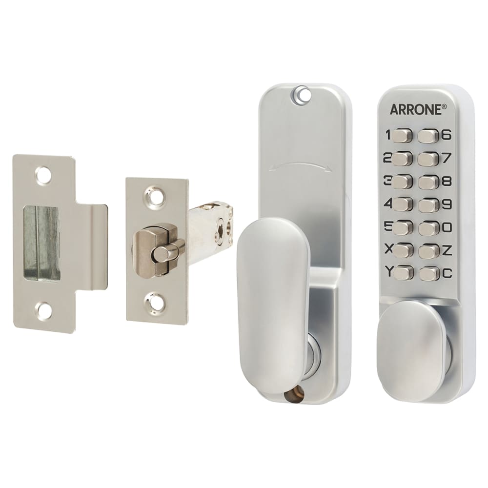 Arrone AR195 Fire Rated Mechanical Code Lock with Intumescent - Holdback Option - Satin Chrome