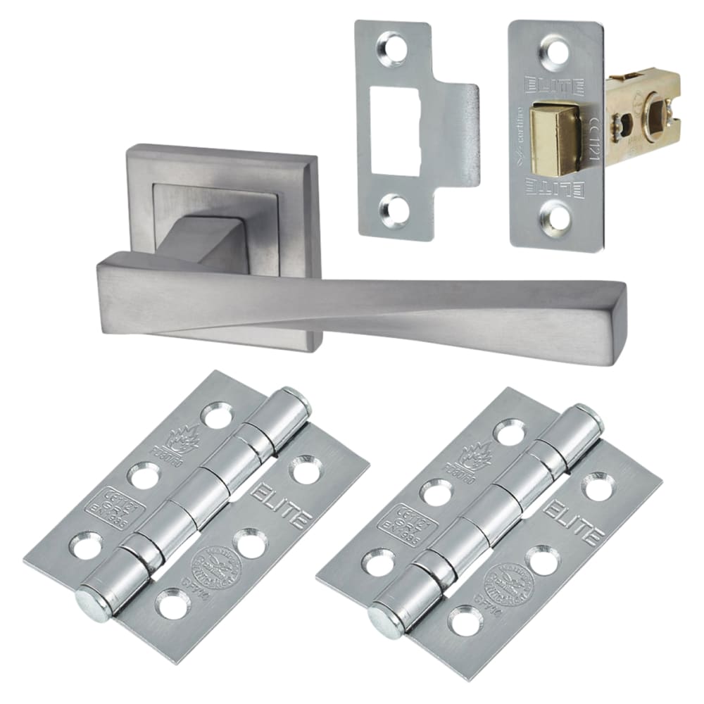 Altro Spirit Latch Door Handle on Square Rose Kit - Satin Chrome