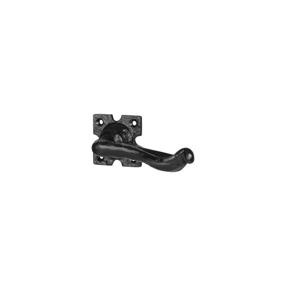 Olde Forge Door Handle on Square Rose - Antique Black Iron