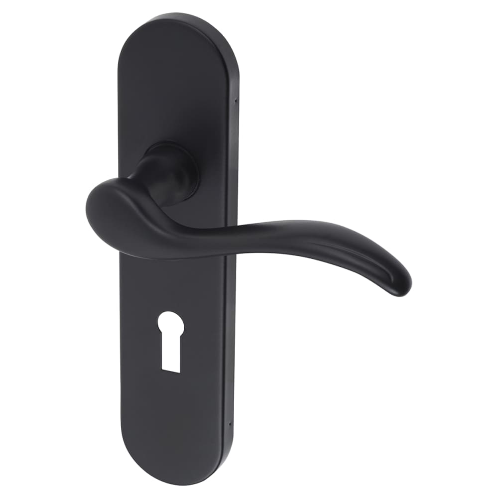 Urfic Geneva Lock Door Handle - Keyhole - 108 x 41mm - Matt Black