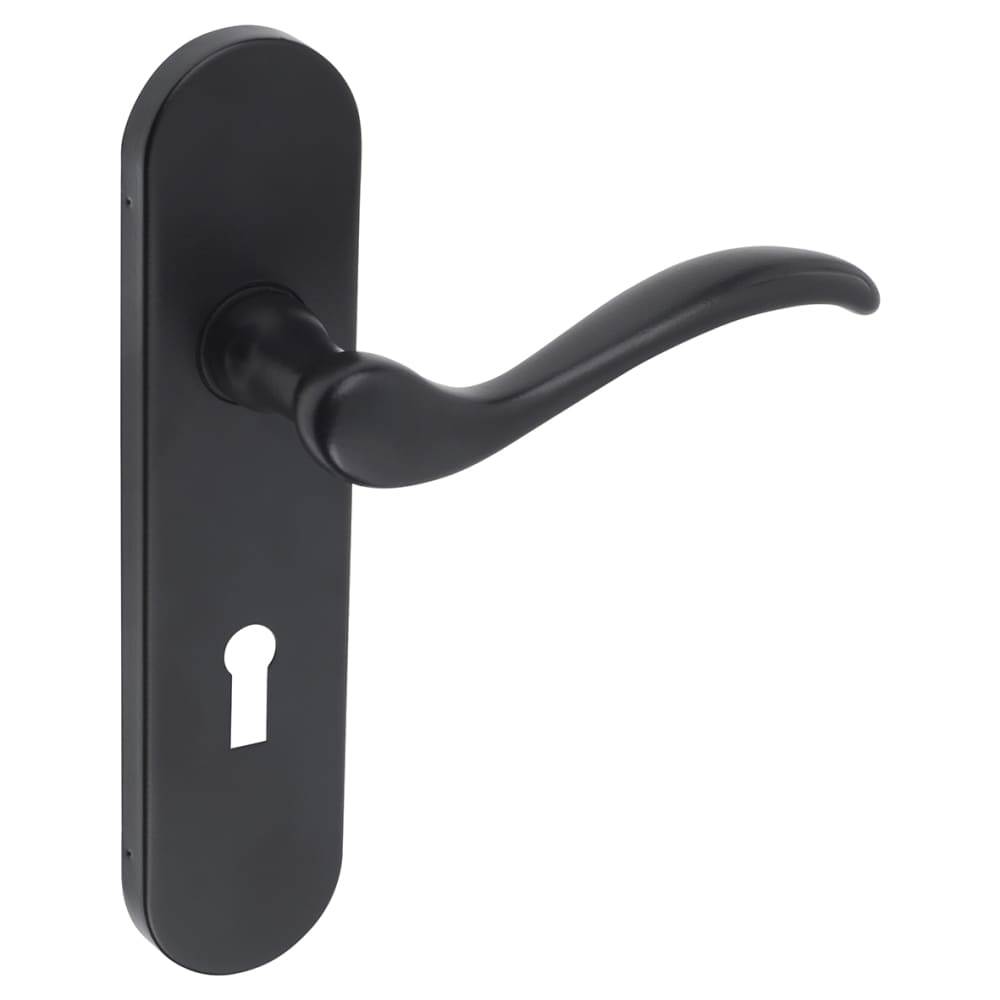 Urfic Geneva Lock Door Handle - Keyhole - 108 x 41mm - Matt Black