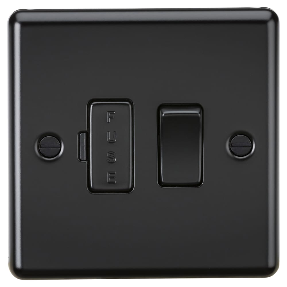 Despatch Spur Knightsbridge 13A 1 Gang Round Edge Switched Fused Spur - Matt Black ...