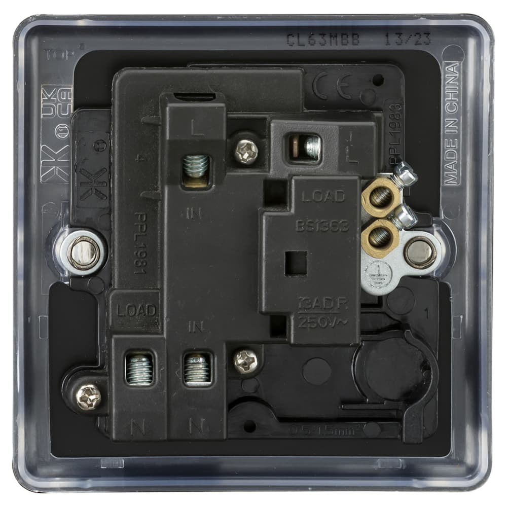 Despatch Spur Knightsbridge 13A 1 Gang Round Edge Switched Fused Spur - Matt Black ...