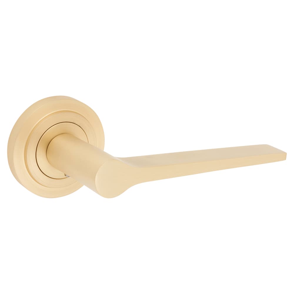 Burlington BUR20 by Frelan Knightsbridge Door Handle on Stepped Rose - Satin Brass