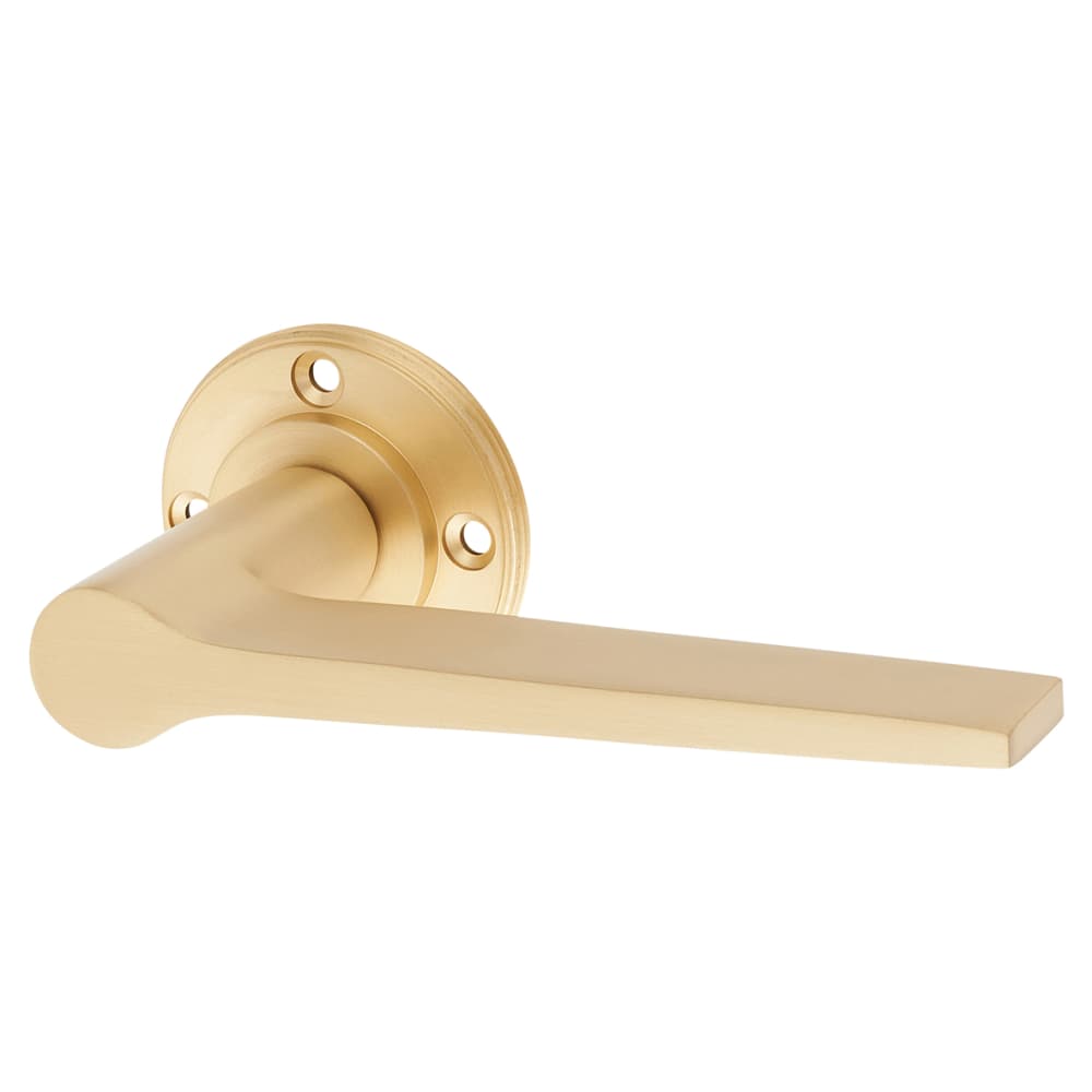 Burlington BUR20 by Frelan Knightsbridge Door Handle on Stepped Rose - Satin Brass