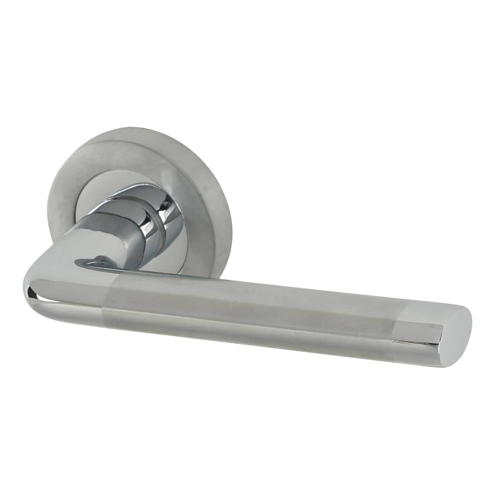 Hampstead Belmonte Door Handle on Rose - Polished/Satin Chrome