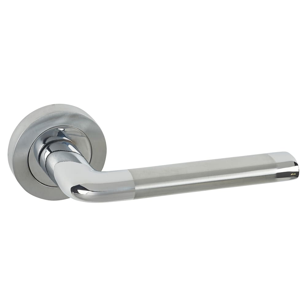 Hampstead Belmonte Door Handle on Rose - Polished/Satin Chrome