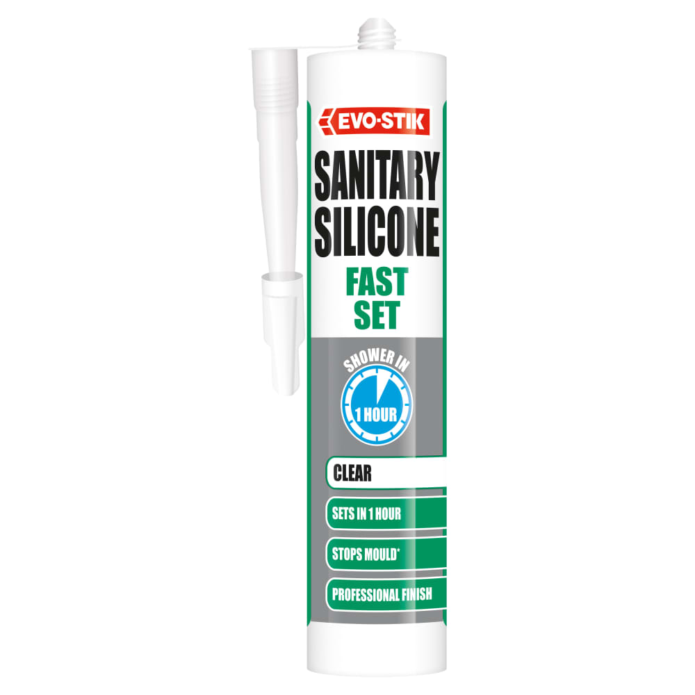 Evo-Stik Fast Set Sanitary Silicone Sealant - 310ml - Clear