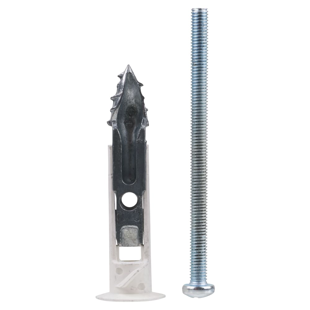 Cobra DrillerToggle Heavy Duty Self Drilling Plasterboard Fixing - M5 x 75mm Bolt - White - Pk of 6