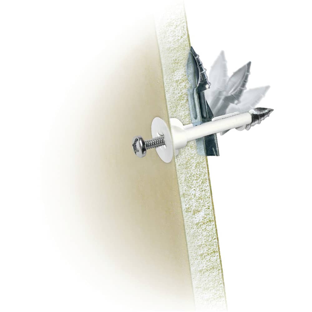 Cobra DrillerToggle Heavy Duty Self Drilling Plasterboard Fixing - M5 x 75mm Bolt - White - Pk of 6