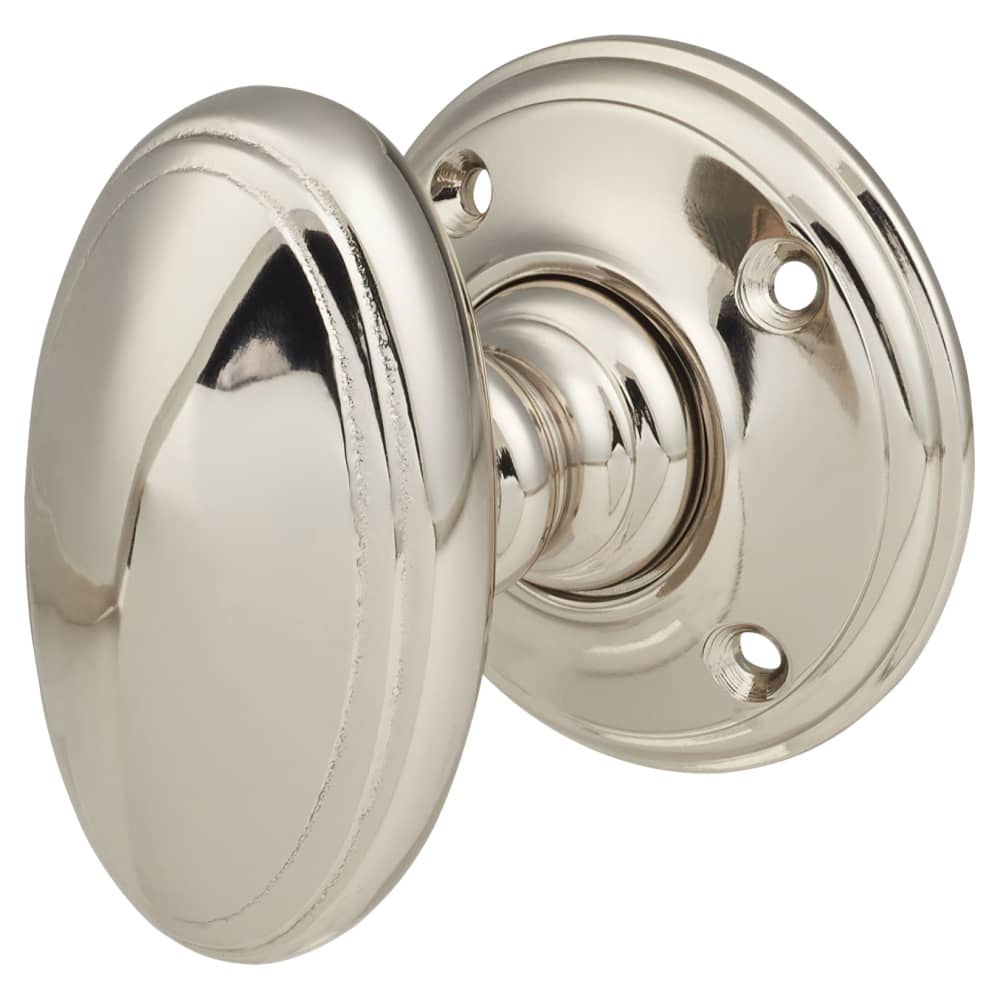 Hampstead Georgian Oval Mortice Door Knob - Polished Nickel