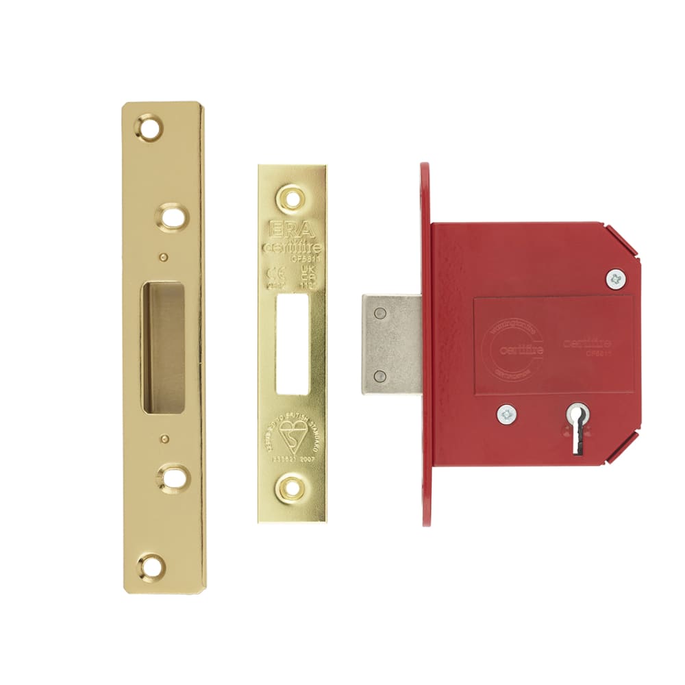 ERA Fortress BS3621:2017 5 Lever Deadlock - 79mm Case - 56mm Backset - Polished Brass