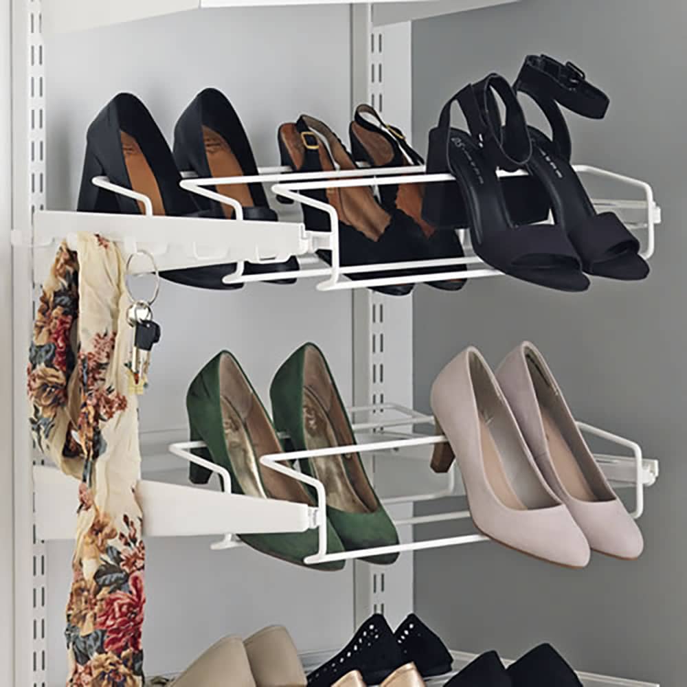 elfa Top Track System - Click In Triple Wire Gliding Shoe Rack - 450 x 96 x 430mm - Platinum