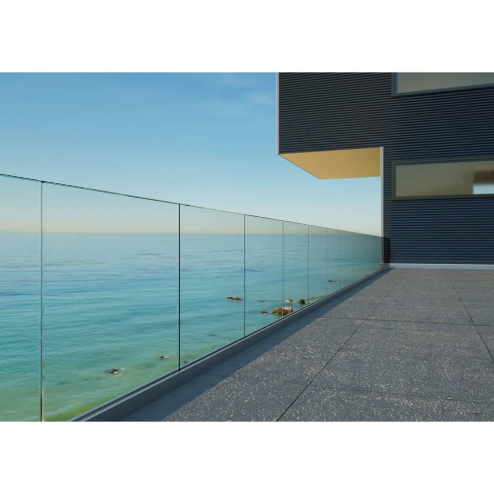 Barrier Sabco Base Fix 2500mm Balustrade Rail Kit - Natural Aluminium - 15mm Glass - Satin Aluminium