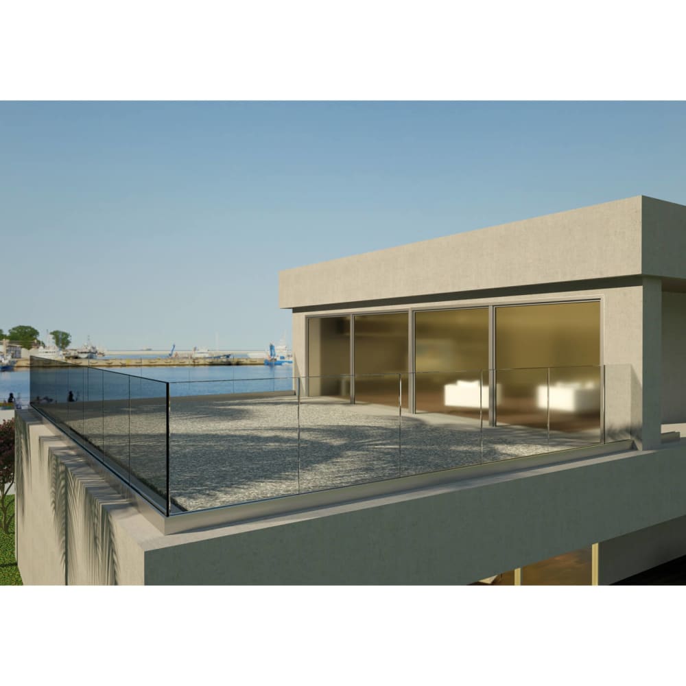 Barrier Sabco Base Fix 2500mm Balustrade Rail Kit - Natural Aluminium - 15mm Glass - Satin Aluminium
