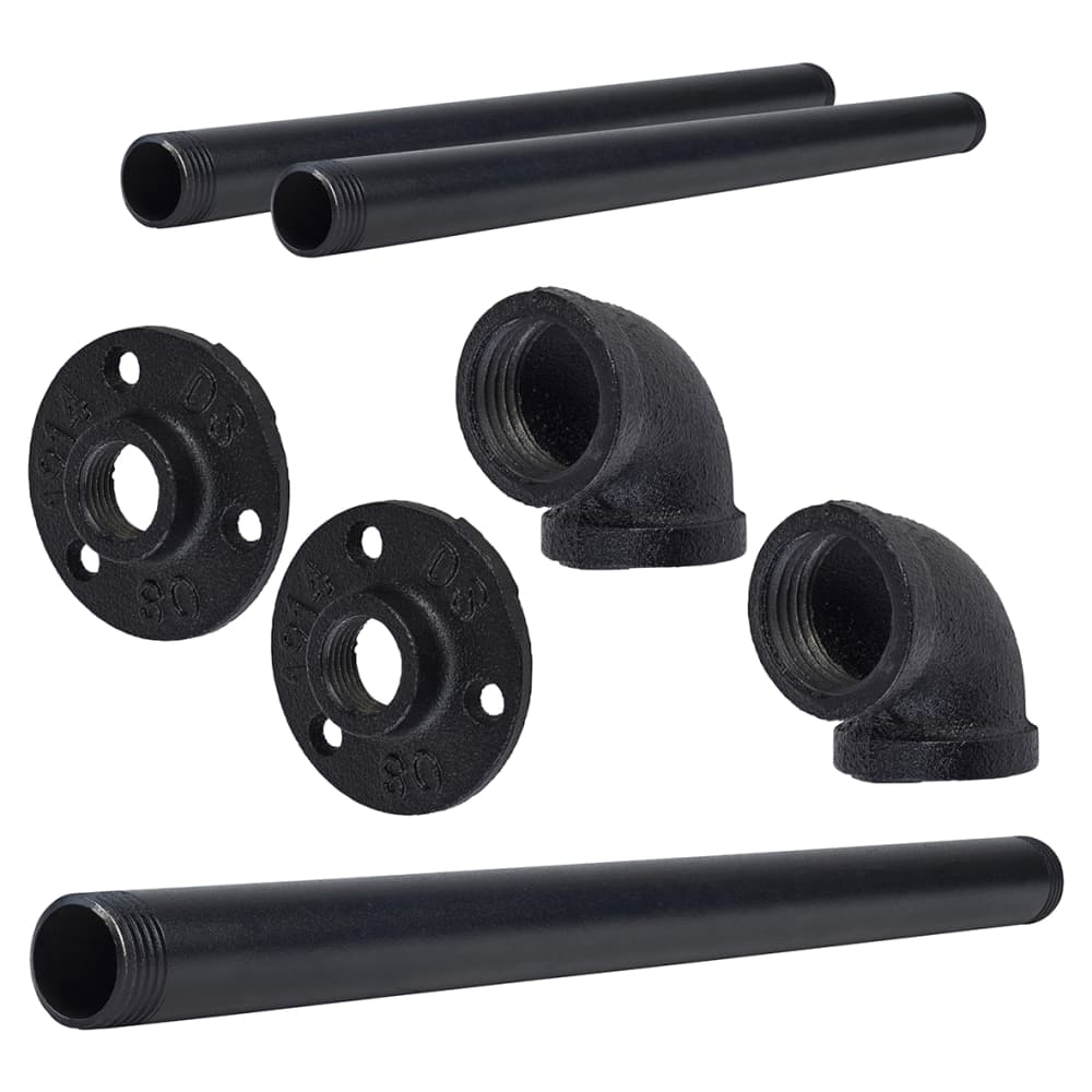 Altro 1/2" Single Pipe Wardrobe Rail Kit - Black
