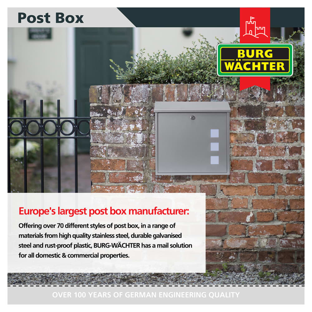 Burg Wachter Aire Postbox - 370 x 364 x 114mm - Silver