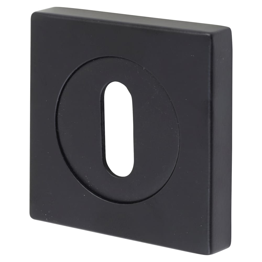 Hampstead Square Escutcheon - 52mm Diameter - Keyhole - Matt Black - Pair