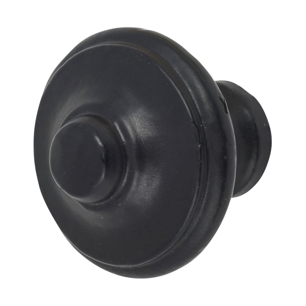 Olde Forge Button Round Cabinet Knob - 35mm Diameter - Black Iron